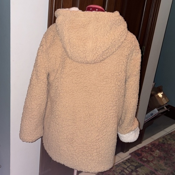 C&C California Sherpa jacket coat / faux fur lining tan / white lining Size M - Picture 9 of 14